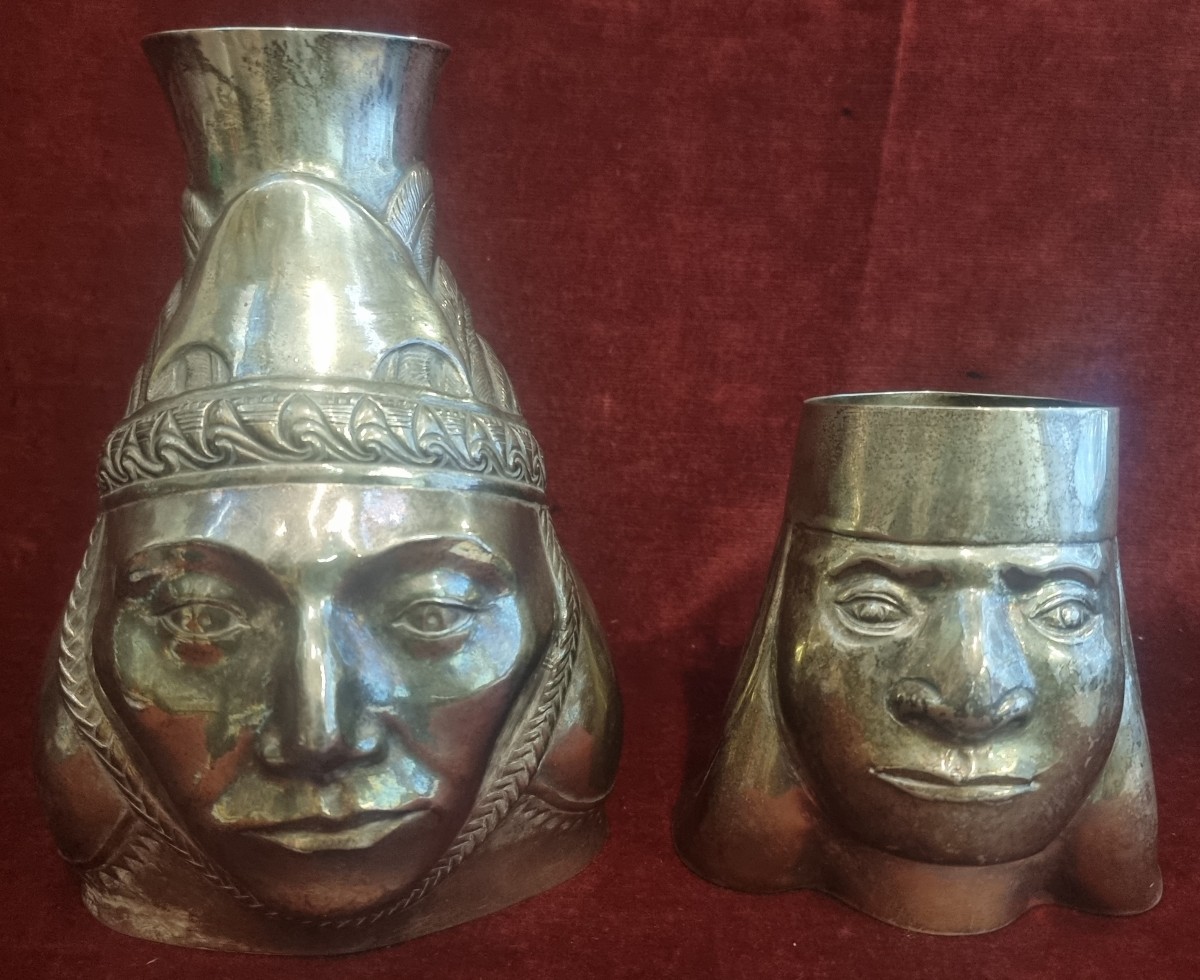 PAIRE DE VASES EN ARGENT (800 et 925) - PÉROU - DÉBUT DU XXe SIÈCLE