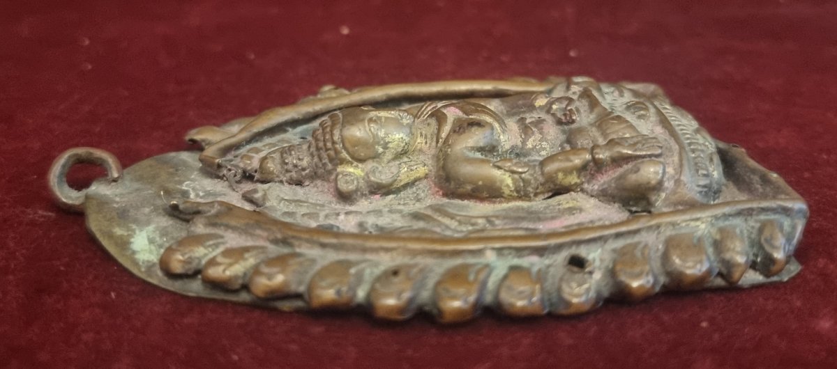 Bas-relief Medallion On Copper - Tibet - 19th Century-photo-3