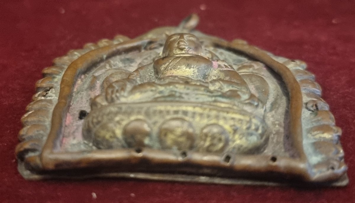 Bas-relief Medallion On Copper - Tibet - 19th Century-photo-1