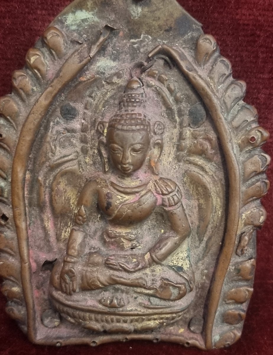 Bas-relief Medallion On Copper - Tibet - 19th Century-photo-3