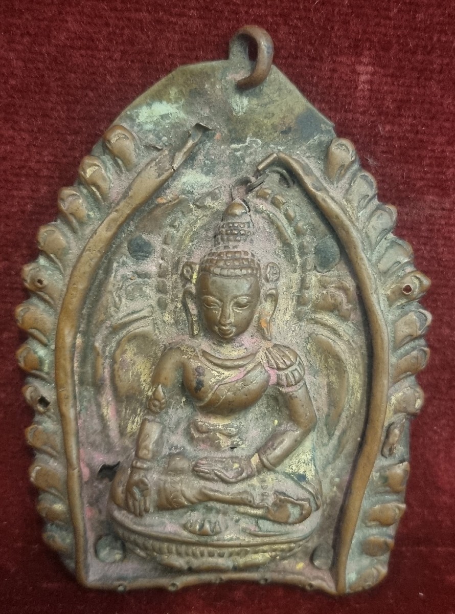 Bas-relief Medallion On Copper - Tibet - 19th Century