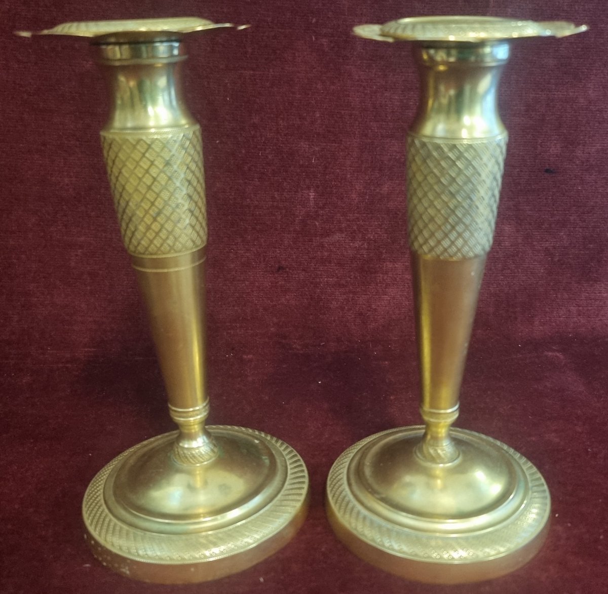 Pair Of Gilded Bronze Candelabra - 19th Century - Empire Style - France-photo-3