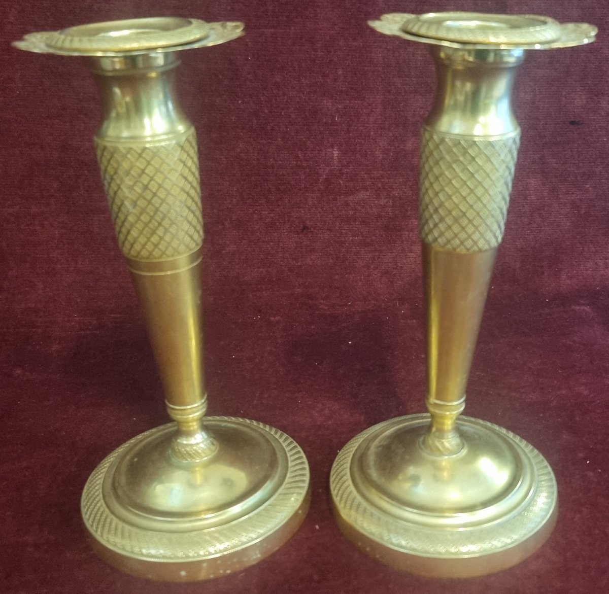 Pair Of Gilded Bronze Candelabra - 19th Century - Empire Style - France-photo-4