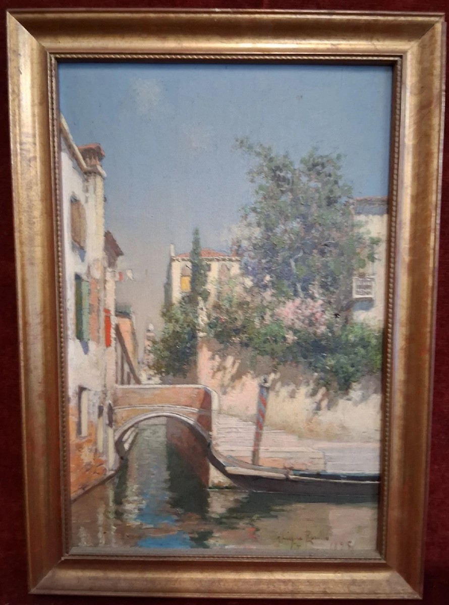 PEINTURE - HUILE SUR PANNEAU - VENISE 1895  - Joaquín Luque Rosello (1865 - 1932)