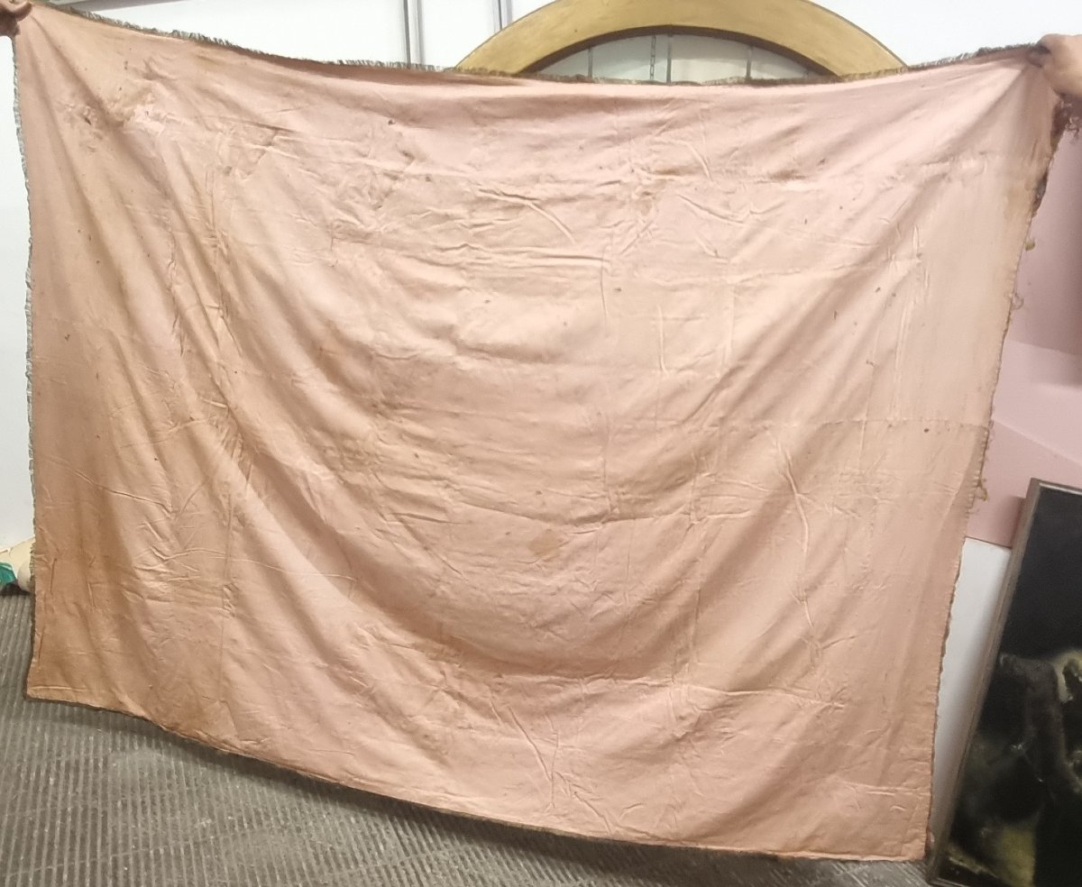Tissu de soie brodé - XVIIIe siècle - 230 x 170 cm-photo-4