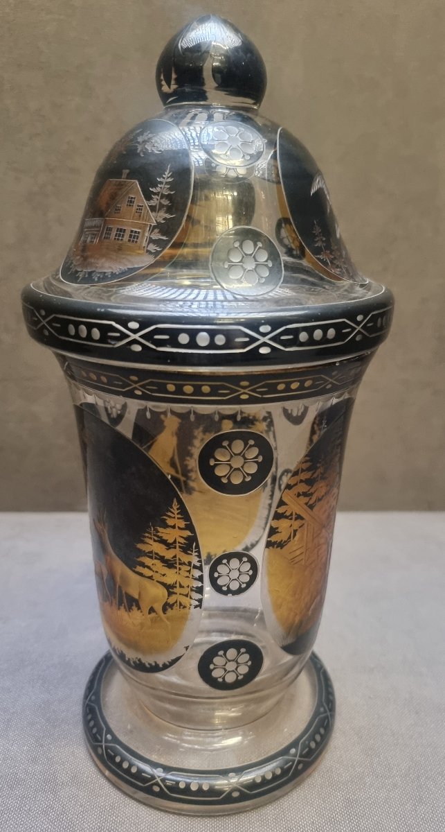 Vase en verre gravé de Bohême – fin du XIXe siècle-photo-2