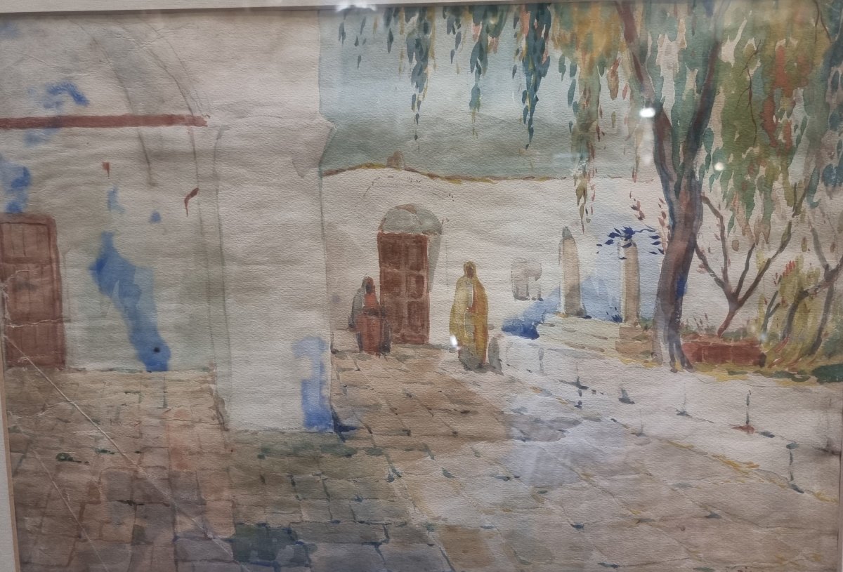 Aquarelle orientaliste - Signée TIBERIAS, 22 mars 1929-photo-2