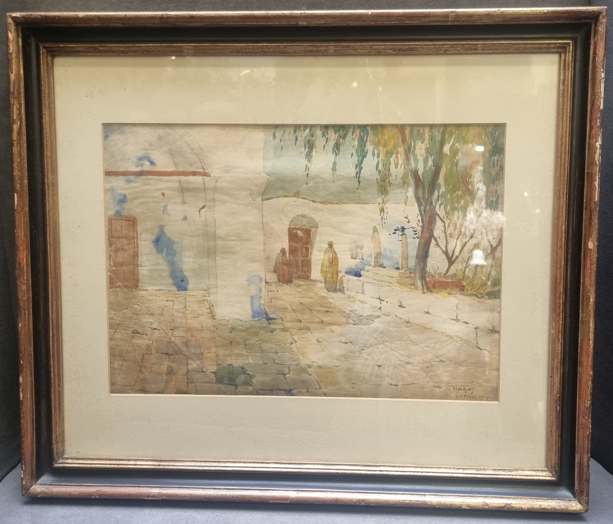 Aquarelle orientaliste - Signée TIBERIAS, 22 mars 1929