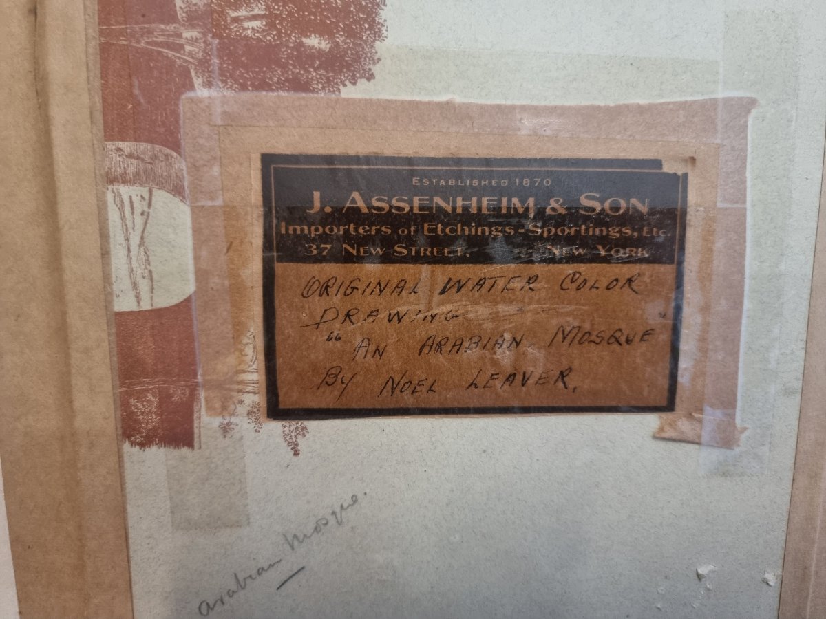 Aquarelle Orientaliste -  Mosquée Arabe - Signée Noel Harry Leaver (1889-1951) Début XX Siècle-photo-2