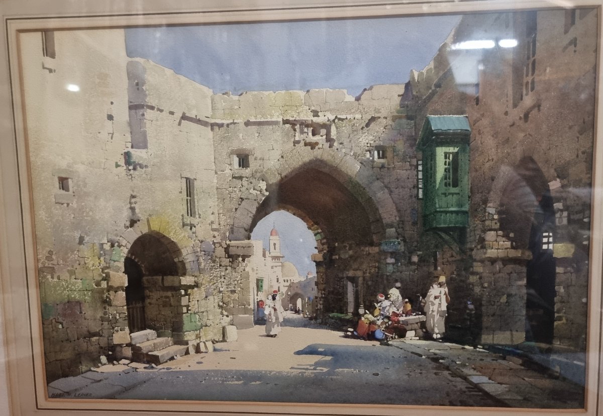 Watercolor Painting - Orientalist - Signed: Noel Harry Leaver (1889–1951) - First Half Of The 20th Century-photo-2