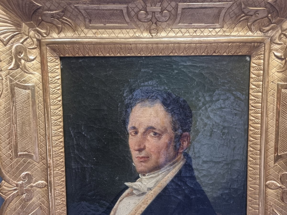 Portrait Of A Gentleman - Oil On Canvas - Signed By Raffaele Carelli (1795–1864)-photo-3