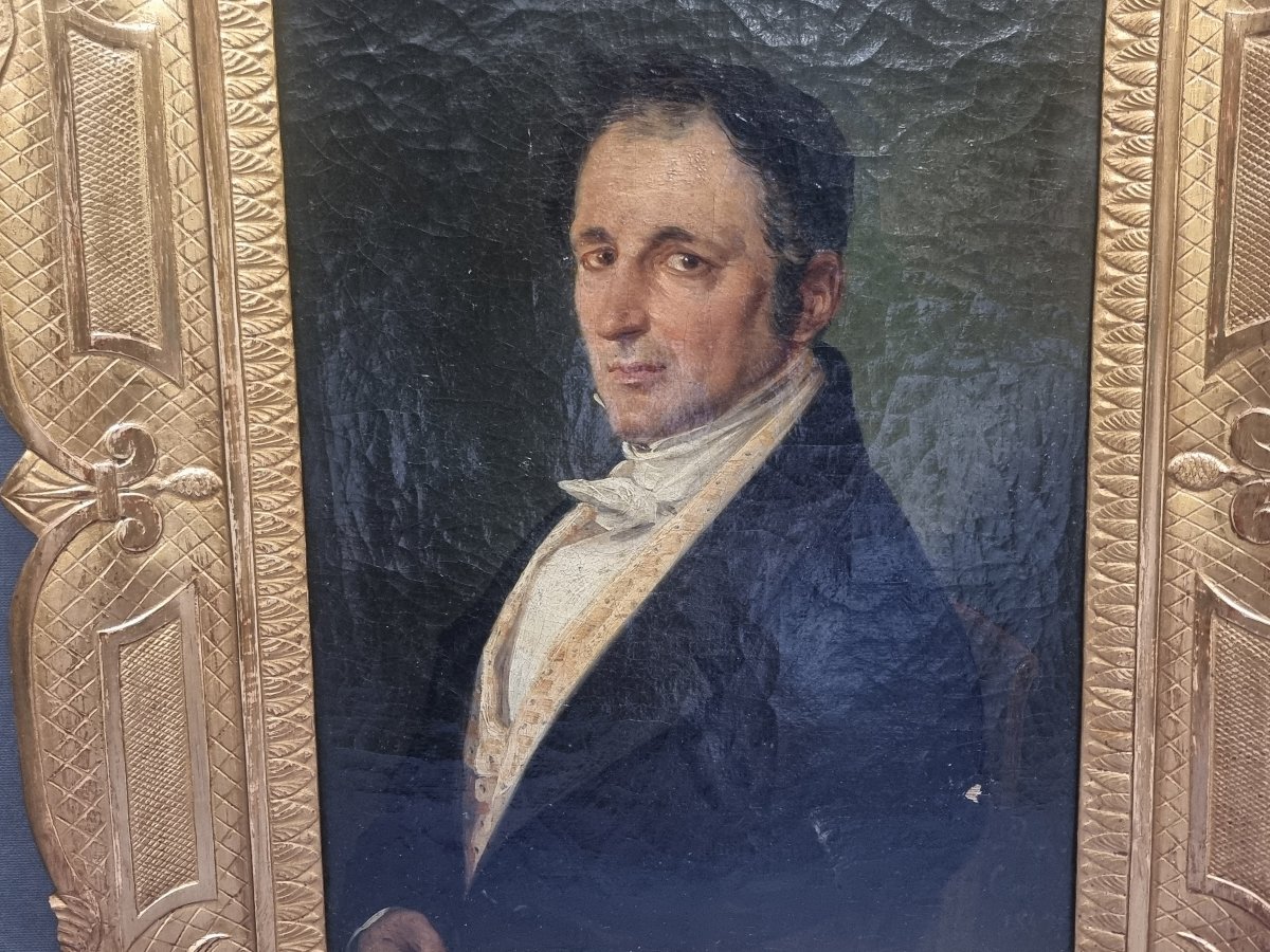 Portrait Of A Gentleman - Oil On Canvas - Signed By Raffaele Carelli (1795–1864)-photo-4