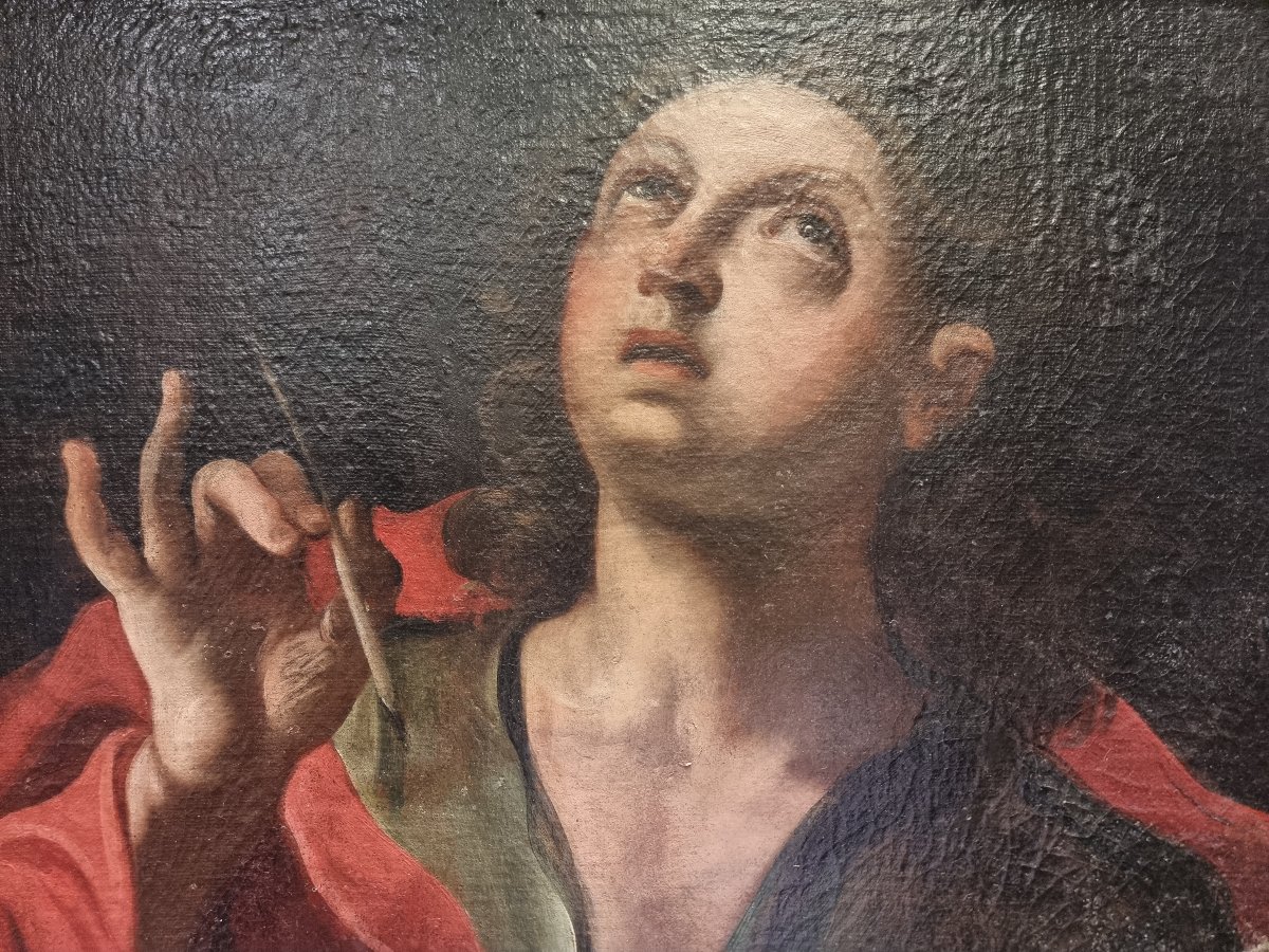 Oil Painting On Canvas - Saint John The Evangelist - With A Contemporary Frame By Salvador Rosa - 17th Century-photo-2