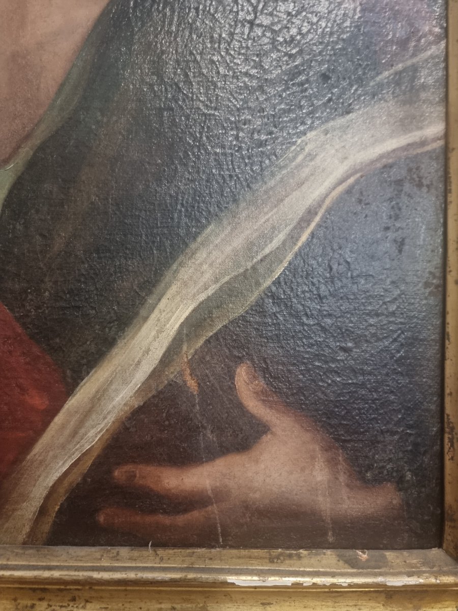 Oil Painting On Canvas - Saint John The Evangelist - With A Contemporary Frame By Salvador Rosa - 17th Century-photo-1