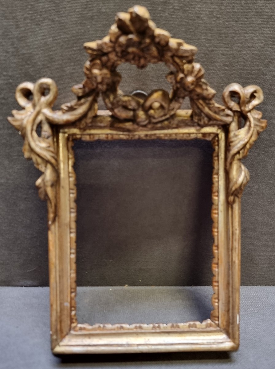 Petit cadre en bois sculpté et argenté - Rome, Italie - Début du XVIIIe siècle-photo-2