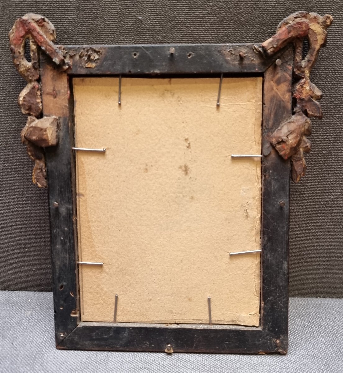 Small Salvador Rosa Frame In Carved Wood - Rome, Italy - 17th Century-photo-2