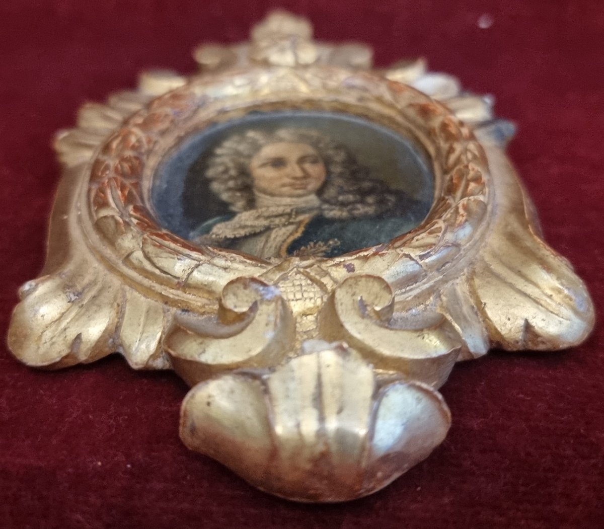 Portrait miniature - huile sur métal - cadre doré  - XVIIIe siècle-photo-3