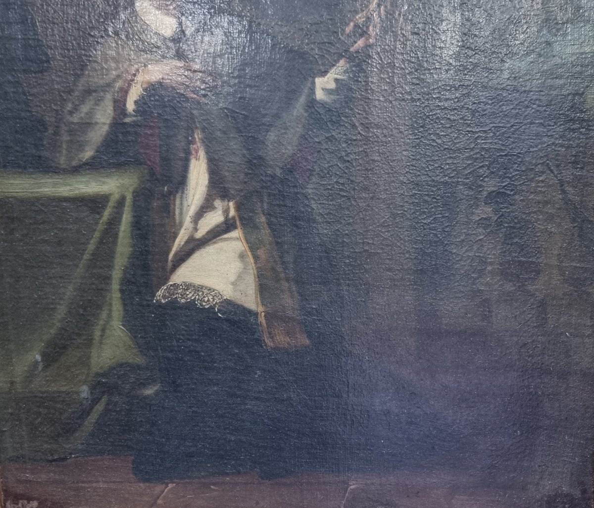 Peinture à l'huile sur toile représentant un saint - XVIIIe siècle - CADRE DORE du XIXe siècle-photo-4