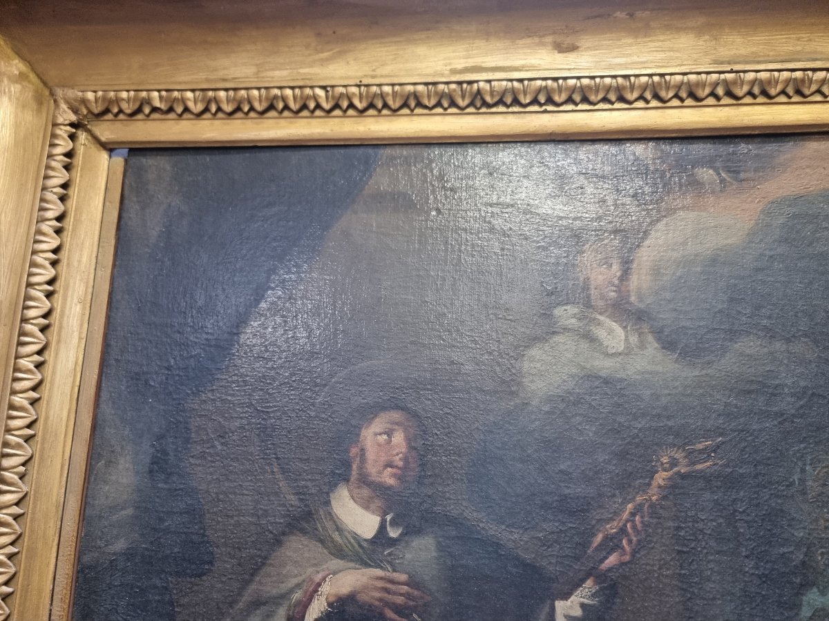 Peinture à l'huile sur toile représentant un saint - XVIIIe siècle - CADRE DORE du XIXe siècle-photo-1