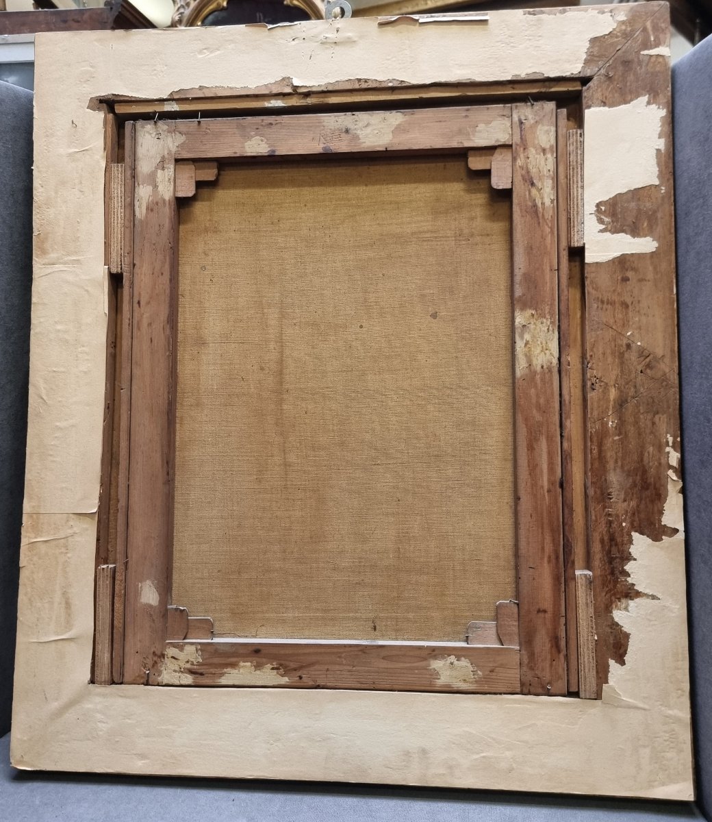 Peinture à l'huile sur toile représentant un saint - XVIIIe siècle - CADRE DORE du XIXe siècle-photo-2