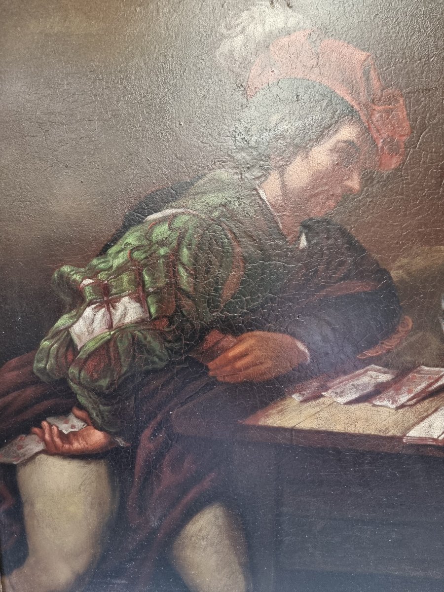 Peinture à l'huile sur plaque de zinc – Représentant des joueurs de cartes  - XIX siècle-photo-4