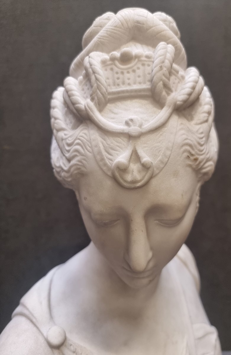 SCULPTURE EN MARBRE - BUSTE DE DIANE DE POITIER - XIXe SIÈCLE-photo-2