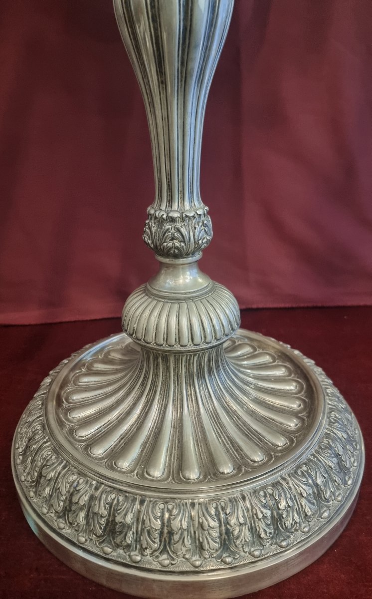 Candélabre en argent 800 - 17 lumières - Modèle Louis XVI - Orfèvre : Fernando Genazzani (Flore-photo-4