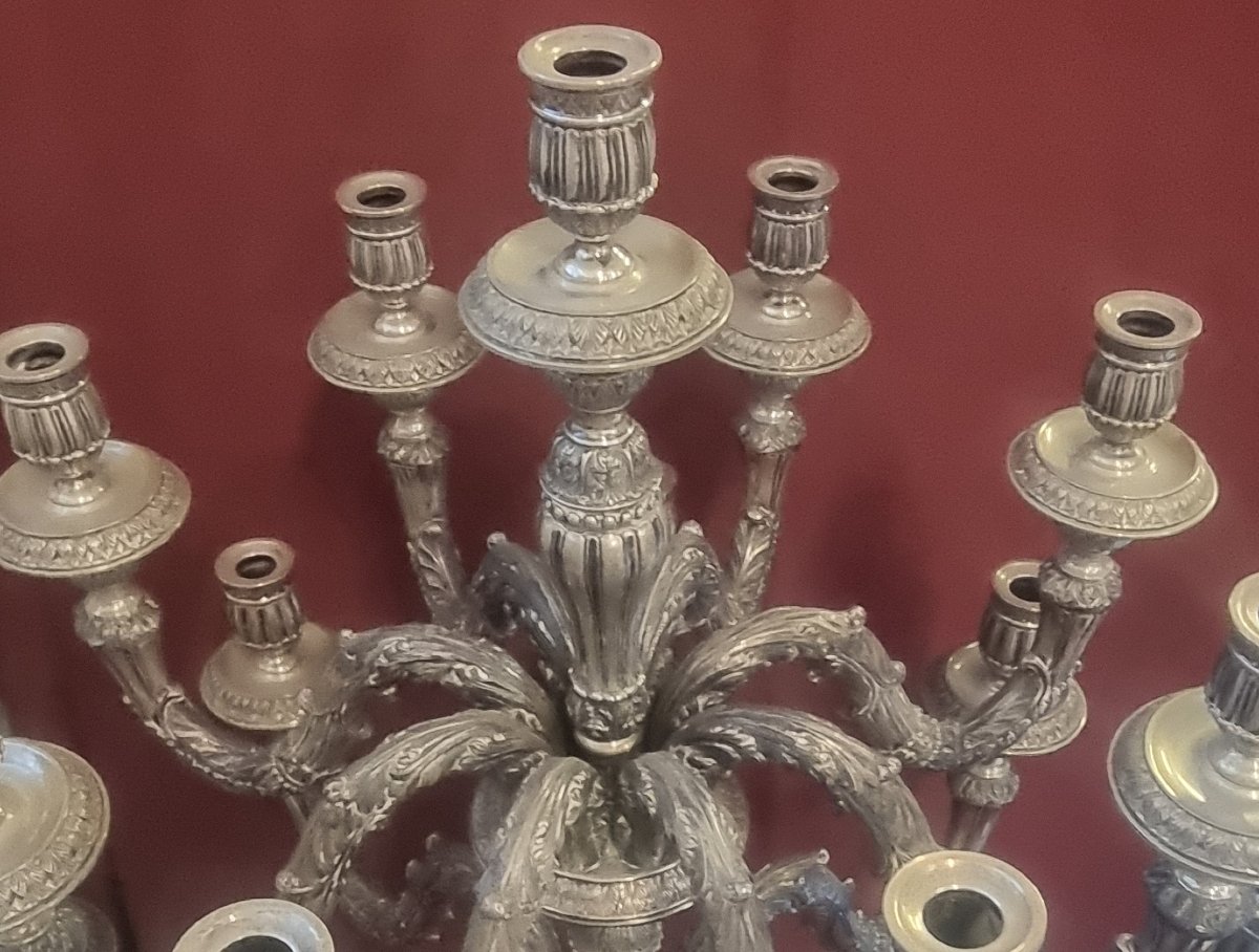 Candélabre en argent 800 - 17 lumières - Modèle Louis XVI - Orfèvre : Fernando Genazzani (Flore-photo-3