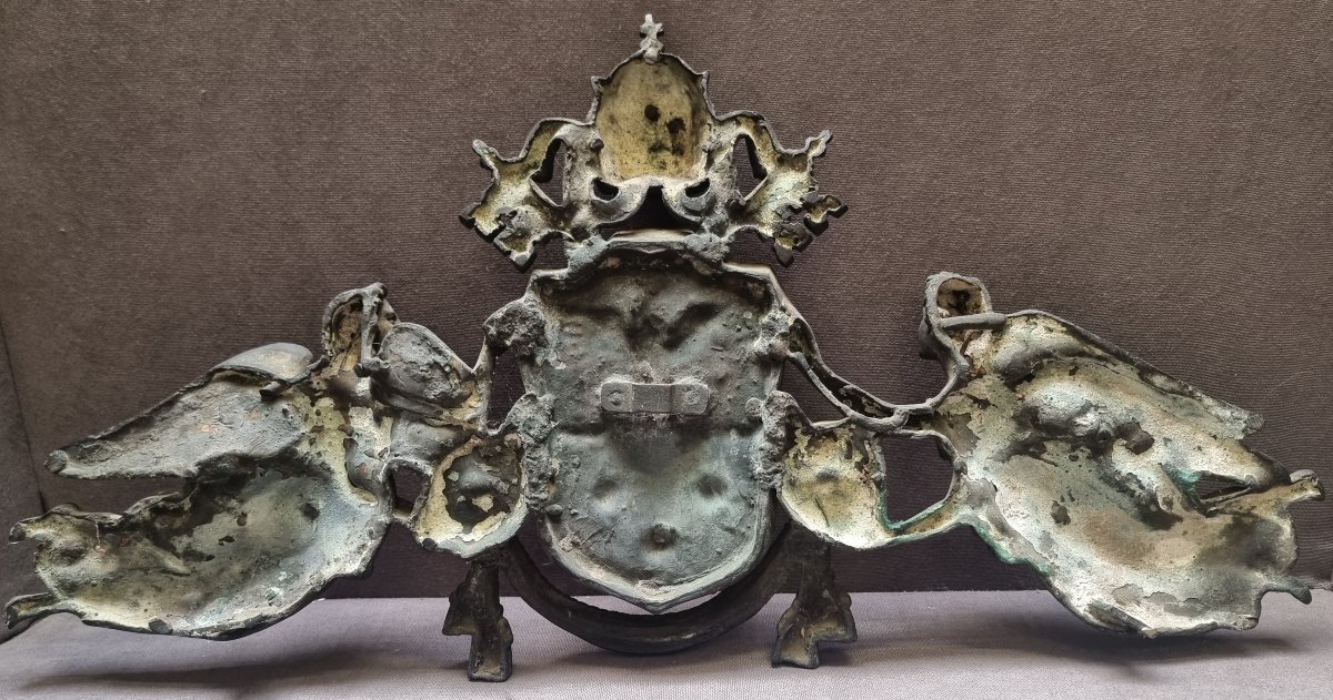 Bronze Coat Of Arms - Pope Pius IX - 19th Century-photo-1