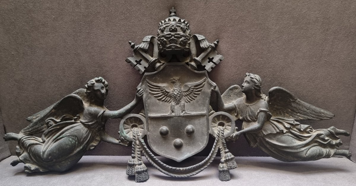 Bronze Coat Of Arms - Pope Pius IX - 19th Century