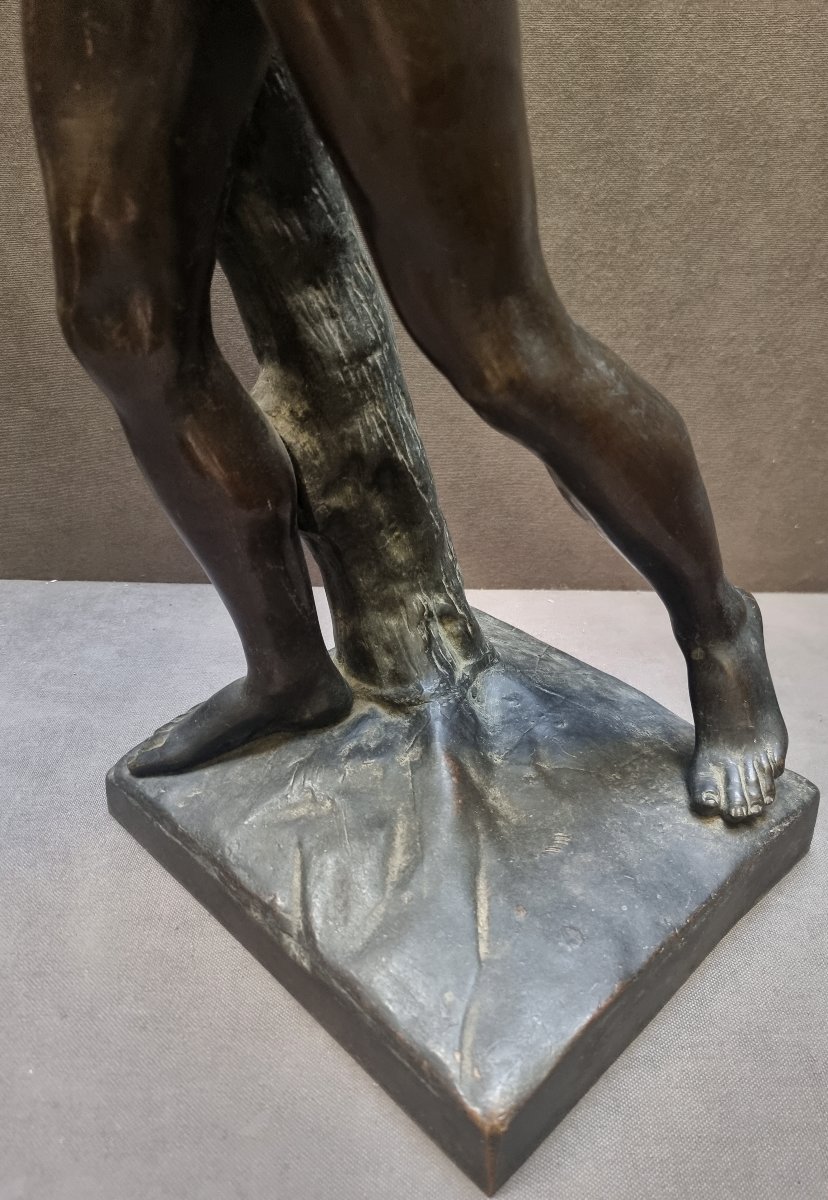 Bronze Sculpture Of A Satyr With A Goat - 19th Century-photo-2