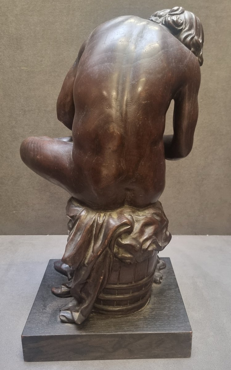 SCULPTURE EN BOIS SCULPTÉ (PALISSANDRE) - LE SPINARIO - NÉOCLASSIQUE, DÉBUT DU XIXe SIÈCLE-photo-3