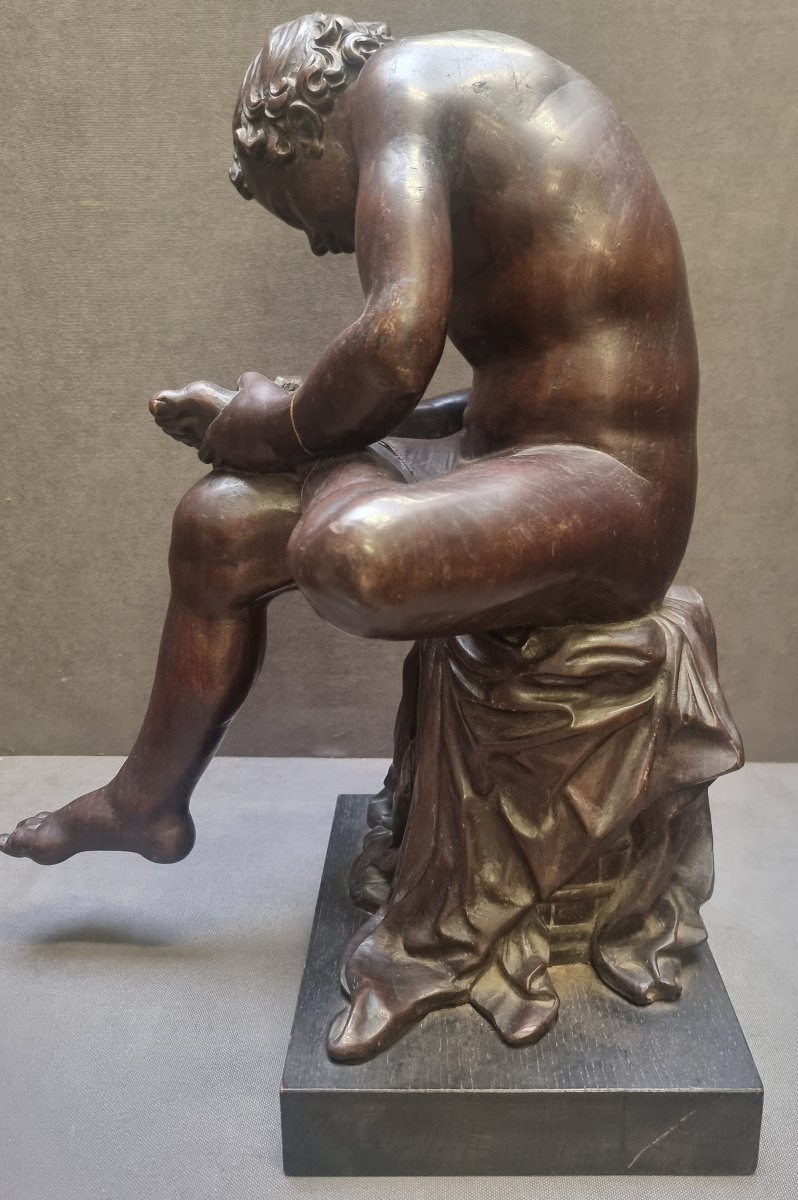 SCULPTURE EN BOIS SCULPTÉ (PALISSANDRE) - LE SPINARIO - NÉOCLASSIQUE, DÉBUT DU XIXe SIÈCLE-photo-4