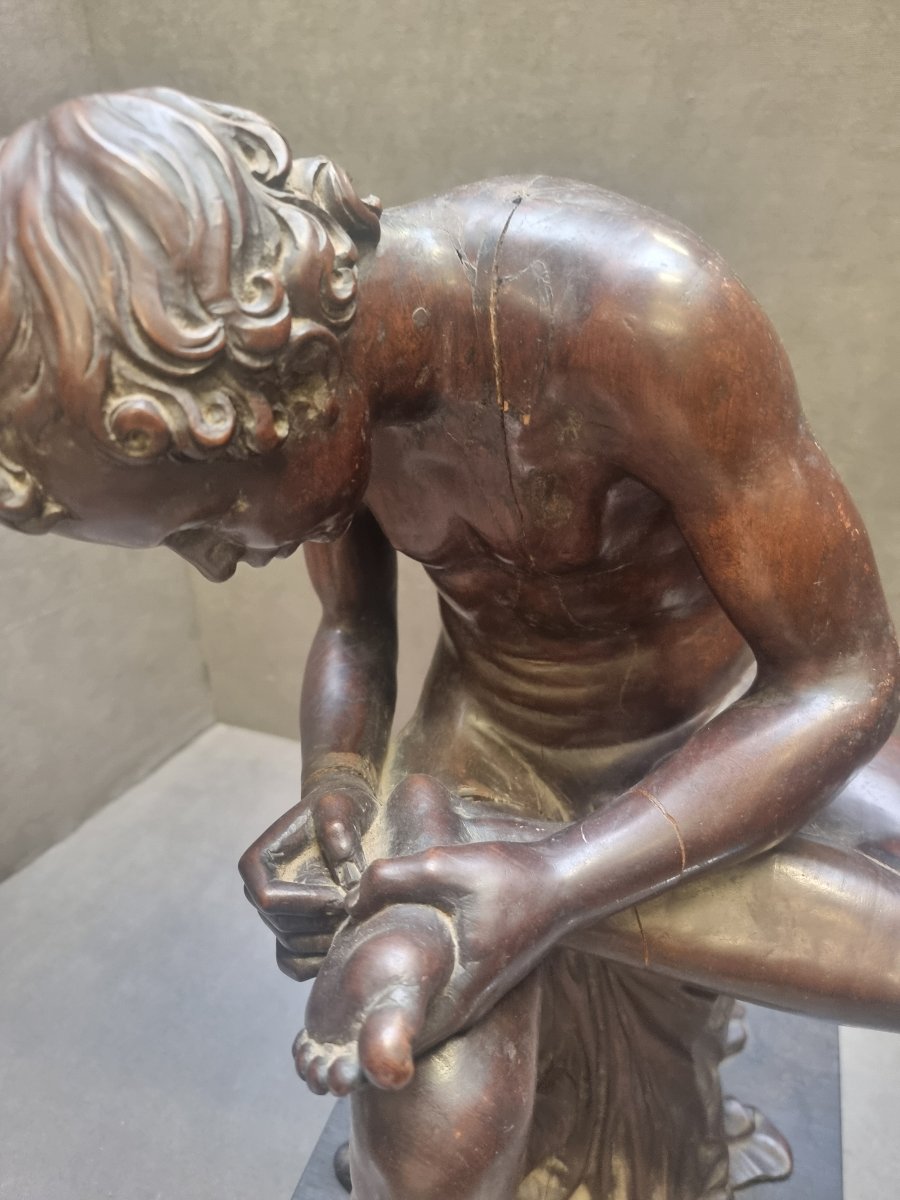 SCULPTURE EN BOIS SCULPTÉ (PALISSANDRE) - LE SPINARIO - NÉOCLASSIQUE, DÉBUT DU XIXe SIÈCLE-photo-5