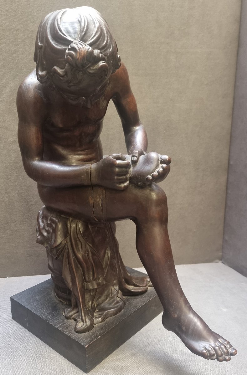 SCULPTURE EN BOIS SCULPTÉ (PALISSANDRE) - LE SPINARIO - NÉOCLASSIQUE, DÉBUT DU XIXe SIÈCLE