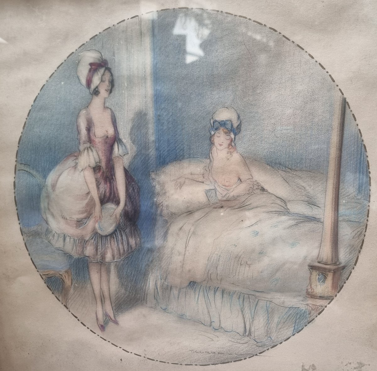 PAIRE TABLEAUX PASTELS DE TITO CORBELLA (1885-1966)-photo-2