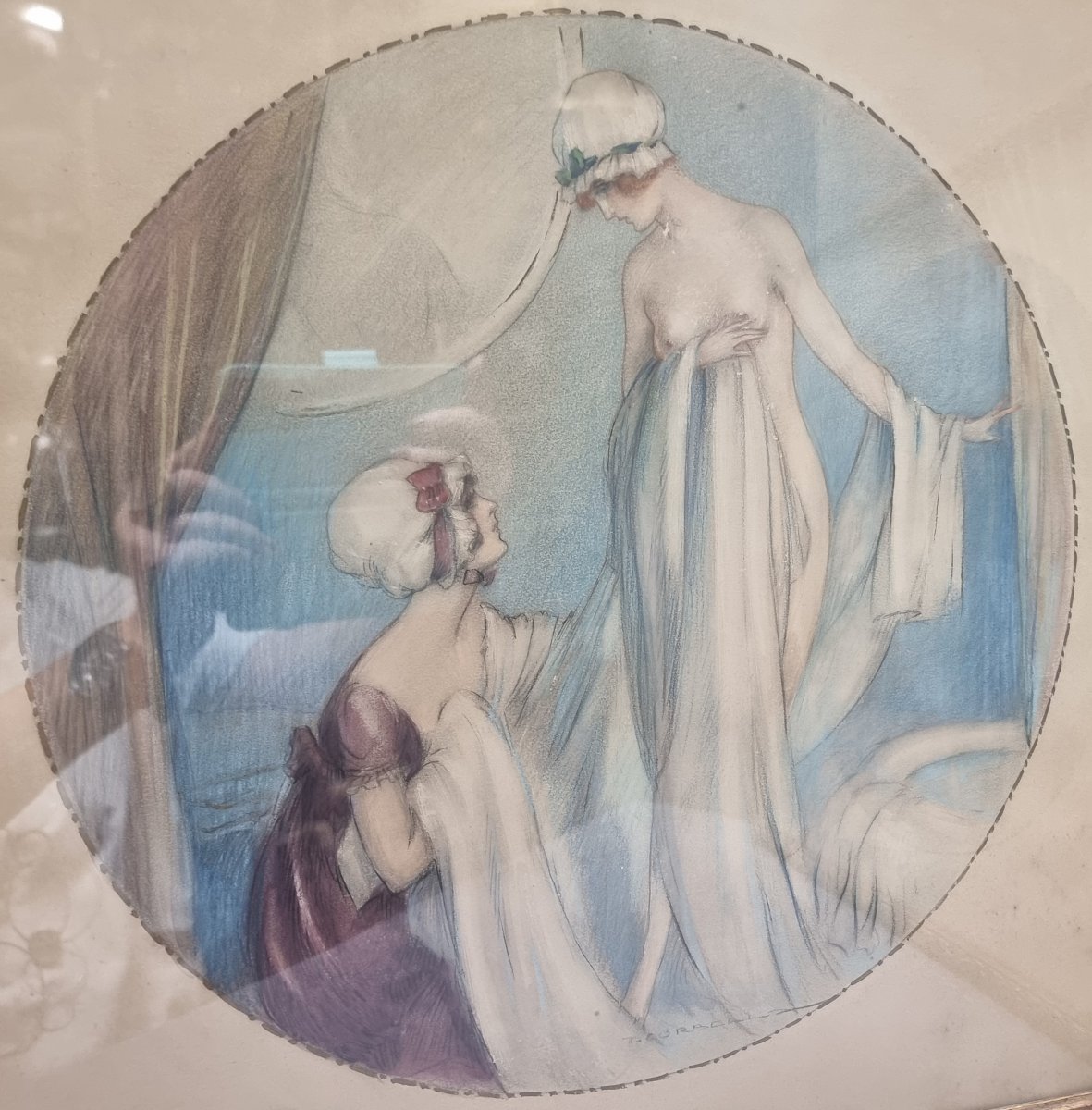 PAIRE TABLEAUX PASTELS DE TITO CORBELLA (1885-1966)-photo-3