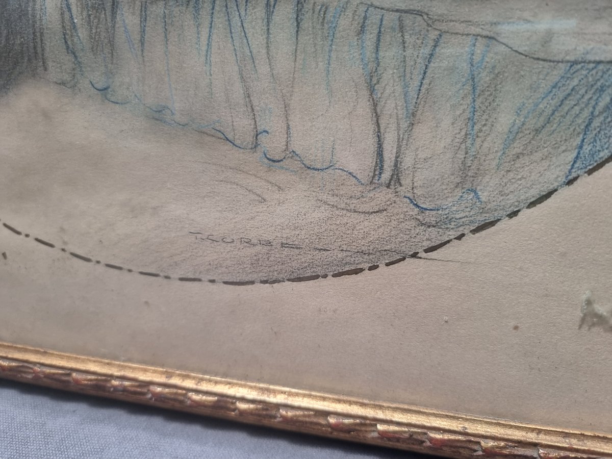PAIRE TABLEAUX PASTELS DE TITO CORBELLA (1885-1966)-photo-4
