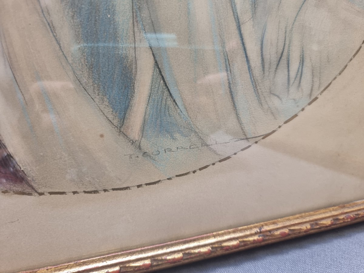 PAIRE TABLEAUX PASTELS DE TITO CORBELLA (1885-1966)-photo-1