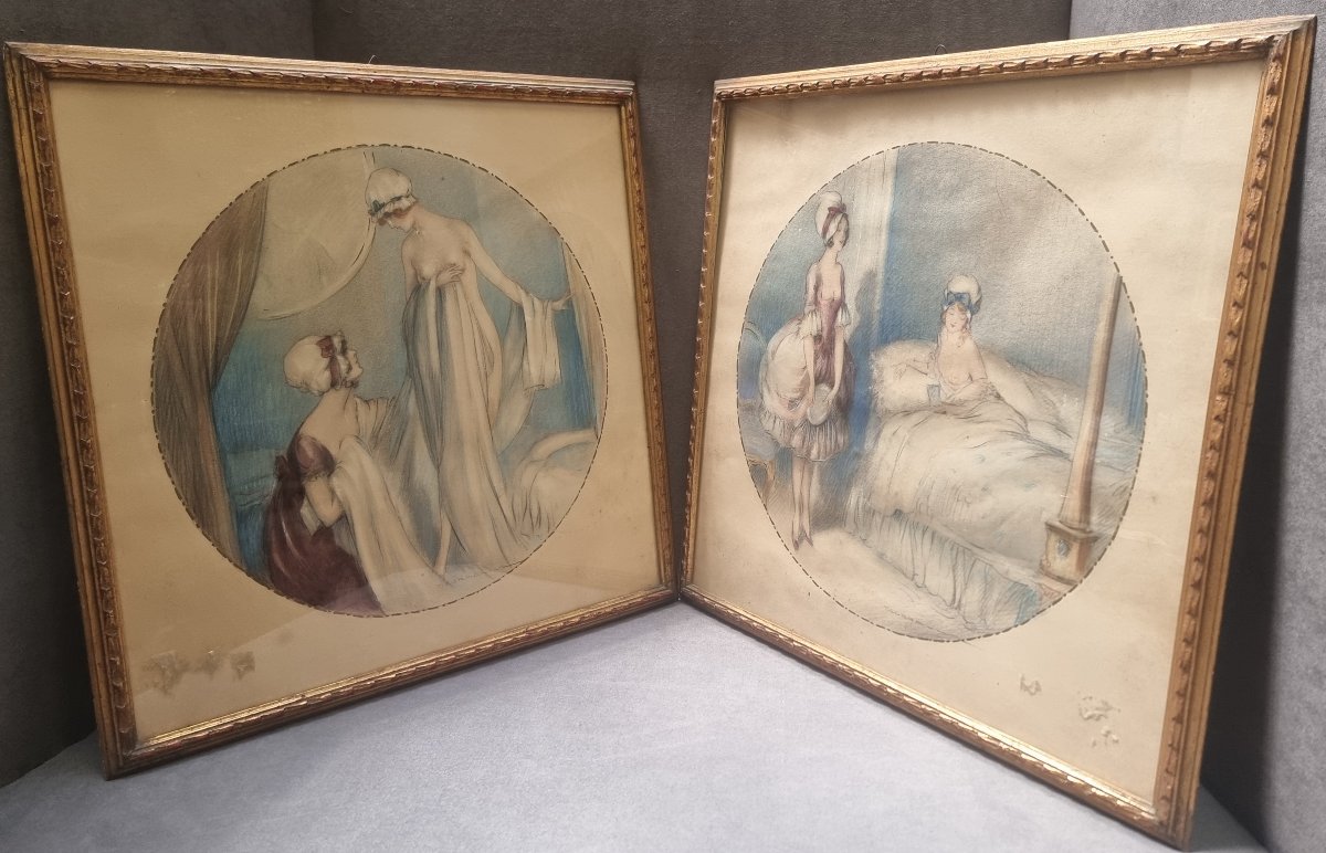 PAIRE TABLEAUX PASTELS DE TITO CORBELLA (1885-1966)