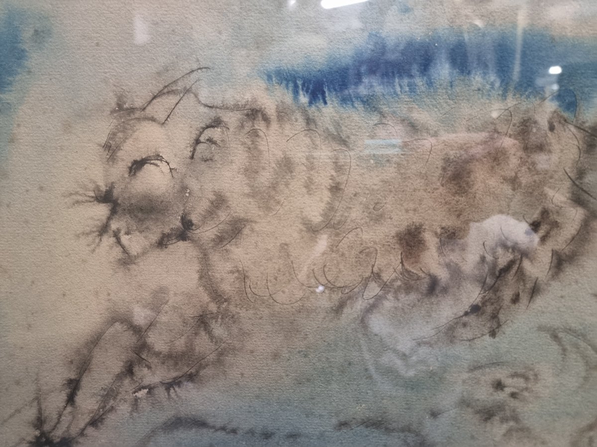 AQUARELLE SUR PAPIER - SANS TITRE - HENRI MICHAUX (Namur 1899 - Paris 1984)-photo-3