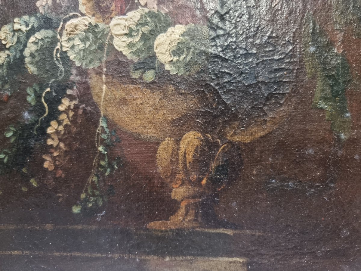 Nature morte - Huile sur toile - Début du XVIIIe siècle - cadre d'époque-photo-4