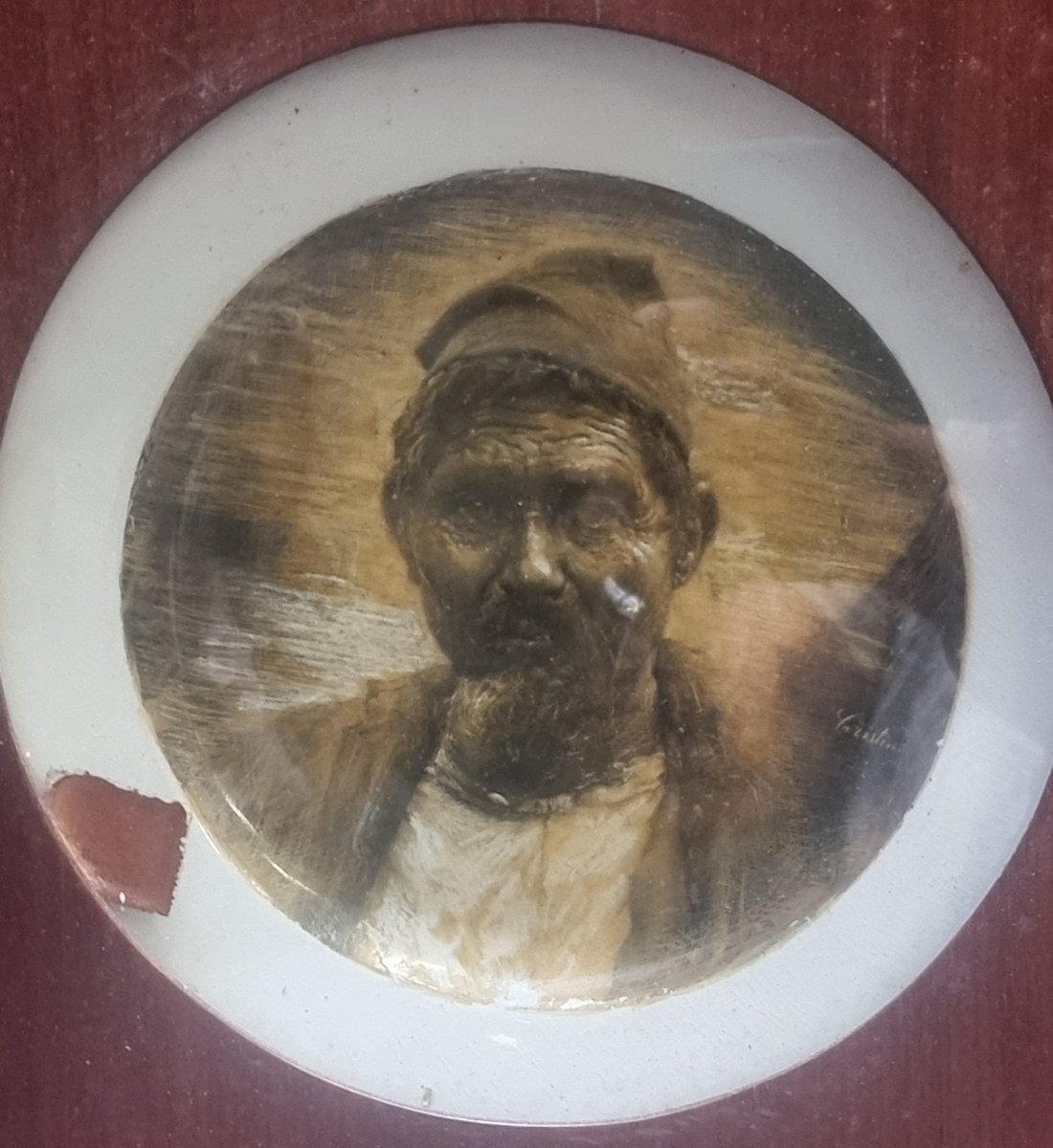 Hand-painted Porcelain Plate - S.c. Richard - Calabrian Fisherman - F. Cristini - 1930s-photo-2