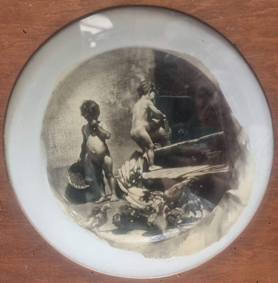 Assiette en porcelaine peinte S.C. Richard Pulcini - F. Cristini - Calabre - 1935-photo-2