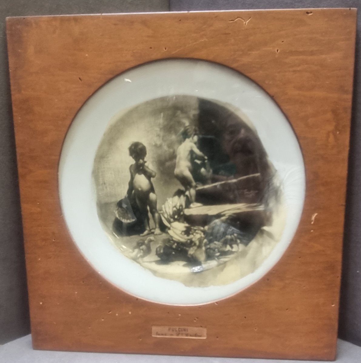 Assiette en porcelaine peinte S.C. Richard Pulcini - F. Cristini - Calabre - 1935