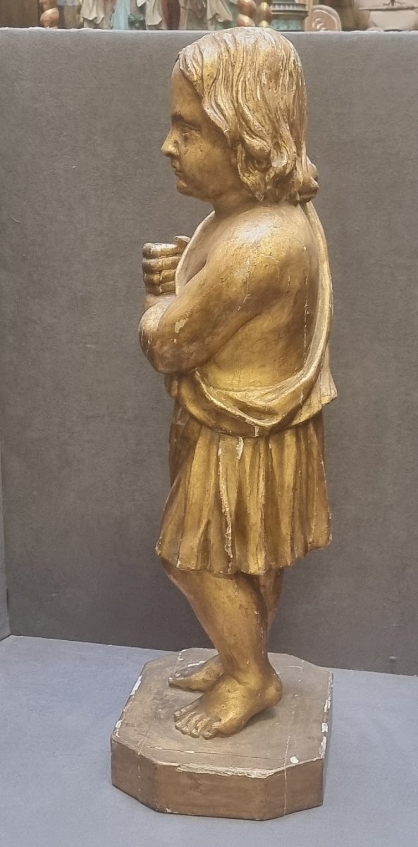 SCULPTURE EN BOIS DORÉ - PUTTO REGI ASTA - FRANCE - Milieu du XIXe siècle-photo-2