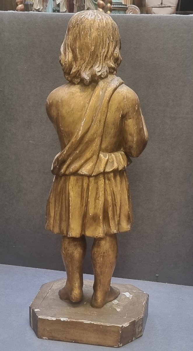 SCULPTURE EN BOIS DORÉ - PUTTO REGI ASTA - FRANCE - Milieu du XIXe siècle-photo-3
