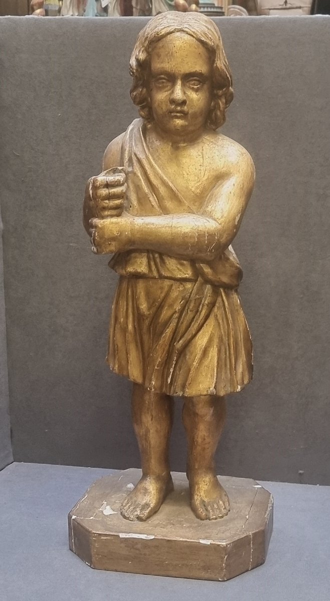 SCULPTURE EN BOIS DORÉ - PUTTO REGI ASTA - FRANCE - Milieu du XIXe siècle