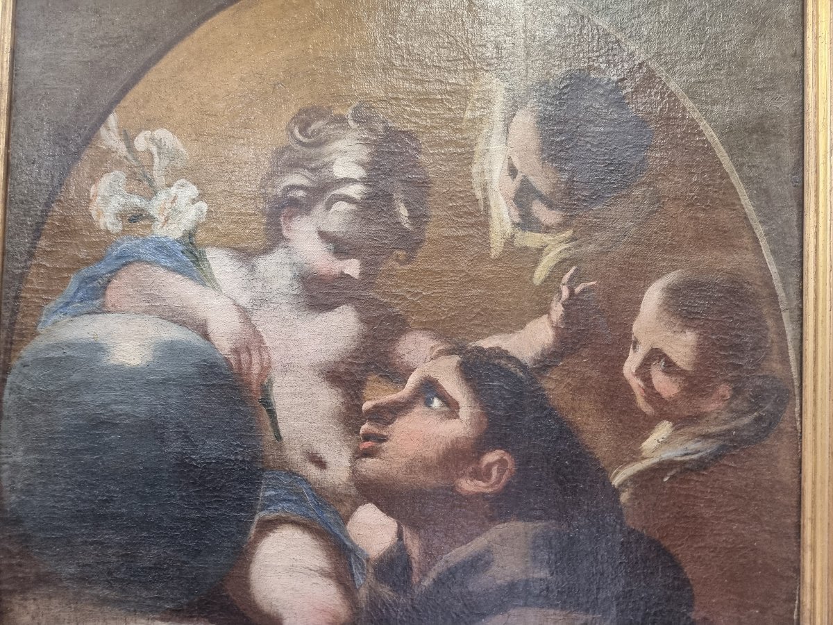 Huile sur toile représentant saint Antoine - Italie du Sud - XVIIIe siècle-photo-2