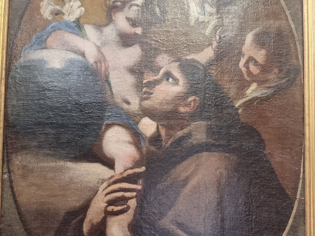 Huile sur toile représentant saint Antoine - Italie du Sud - XVIIIe siècle-photo-3